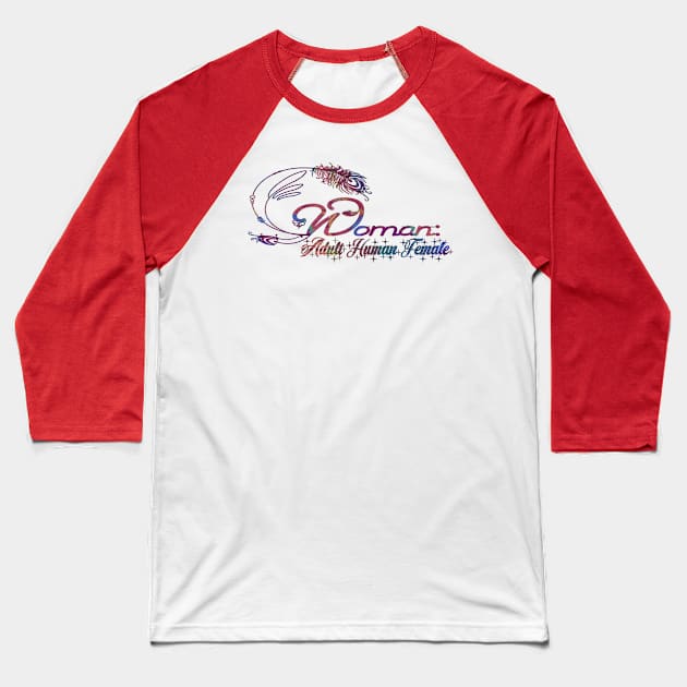 Woman: Adult Human Female Baseball T-Shirt by PurplePeacock